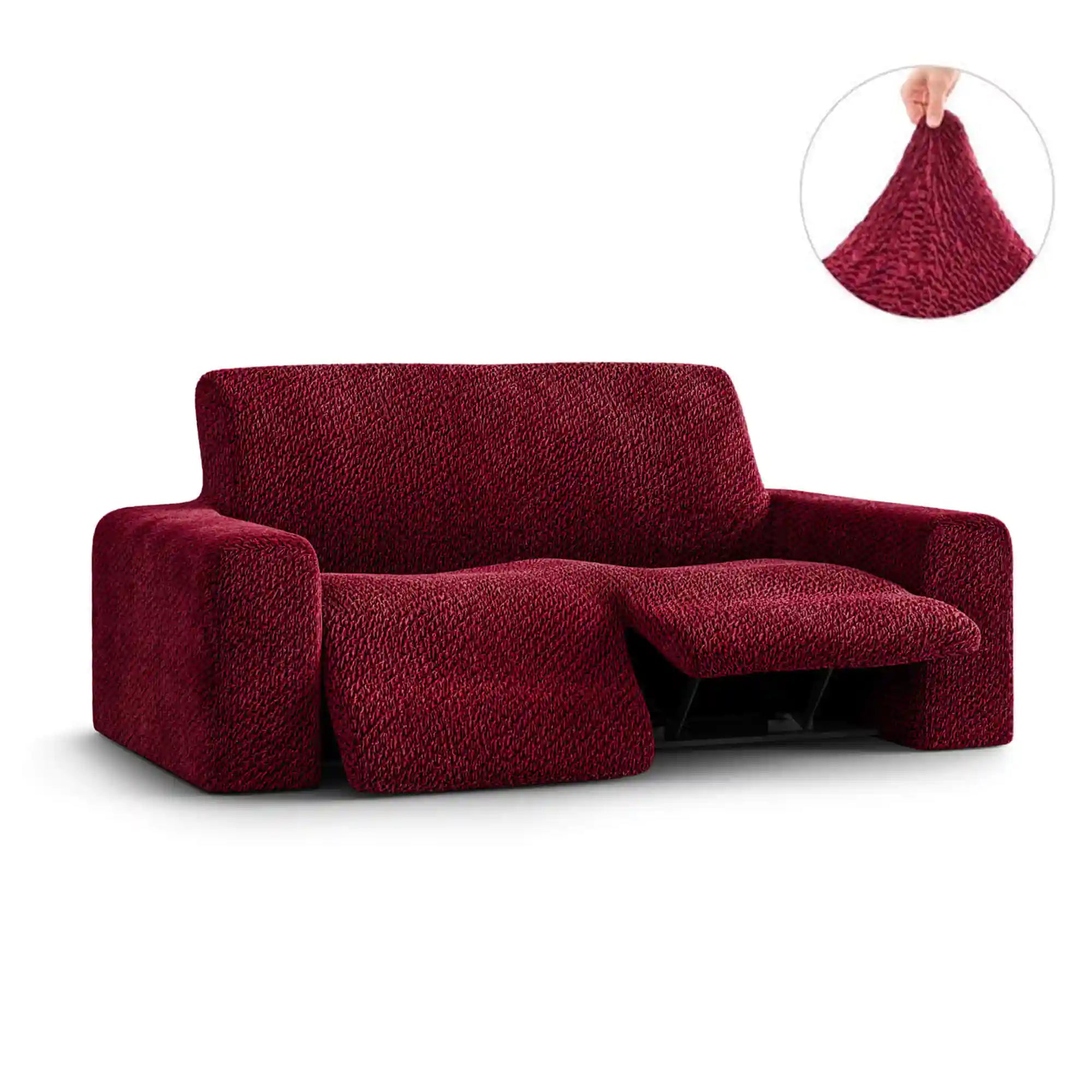2 Seater Recliner Sofa Cover - Bordeaux, Velvet